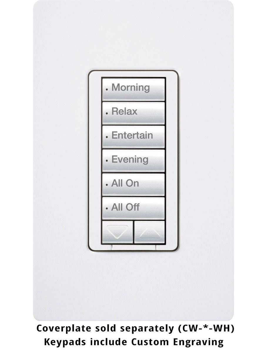 RA2 6BRL (6B+UP/DN) HYBRID NEUTRAL WALL KEYPAD -GLOSS WHITE
