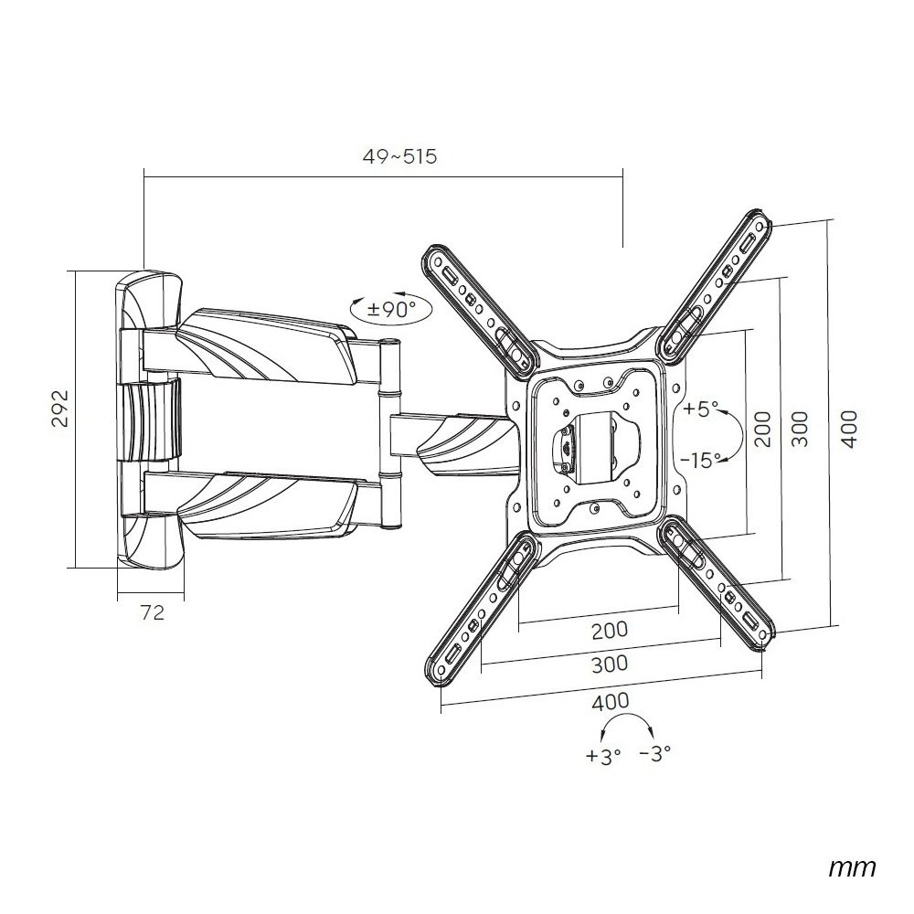 SynerG FullMotion Medium TV Mount 23-55 in