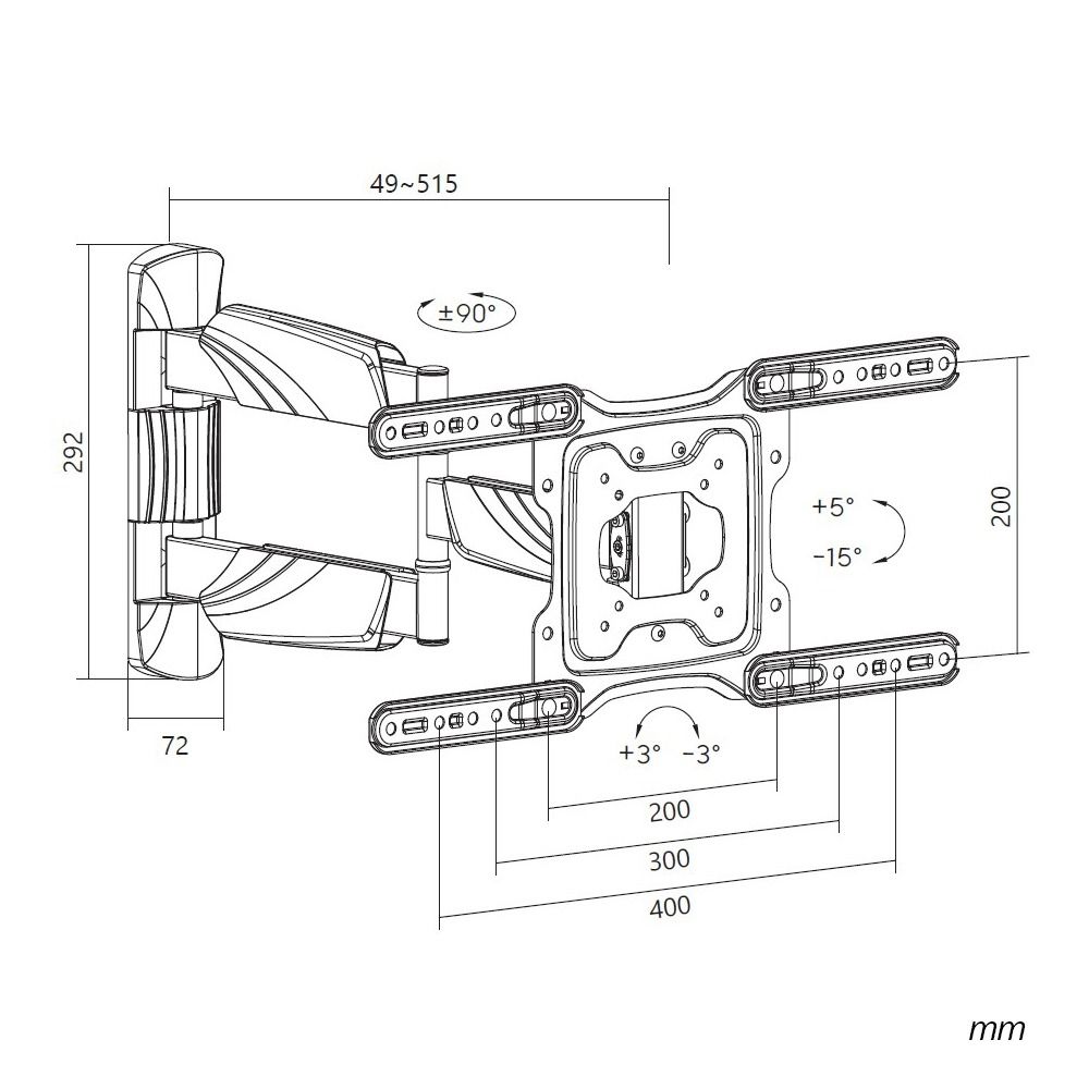 SynerG FullMotion Medium TV Mount 23-55 in