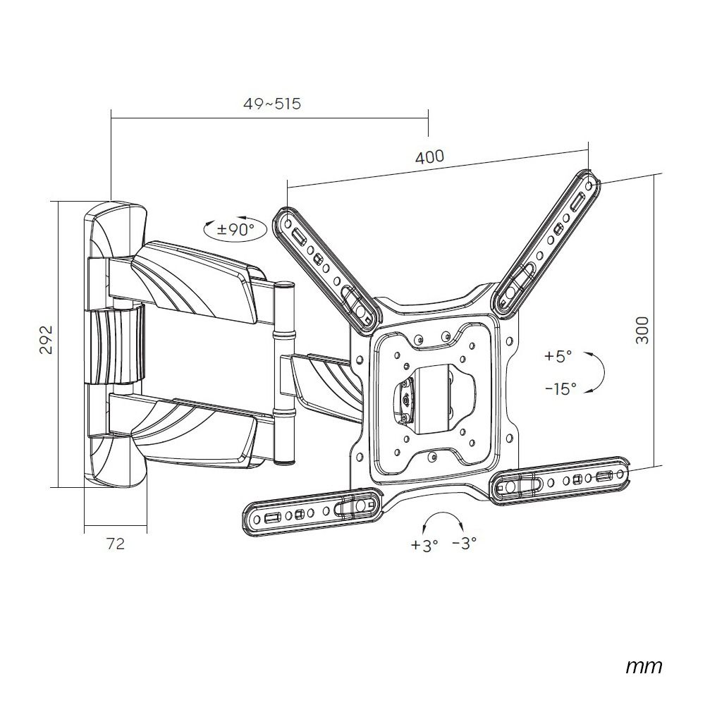 SynerG FullMotion Medium TV Mount 23-55 in