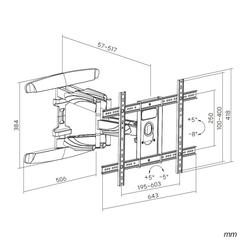 SynerG FullMotion Large TV Mount 37-70 in