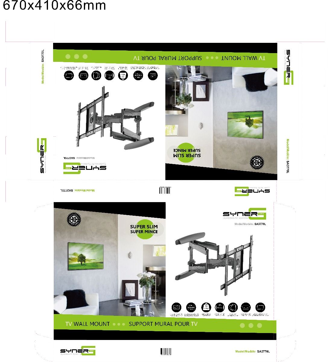 SynerG FullMotion Large TV Mount 37-70 in
