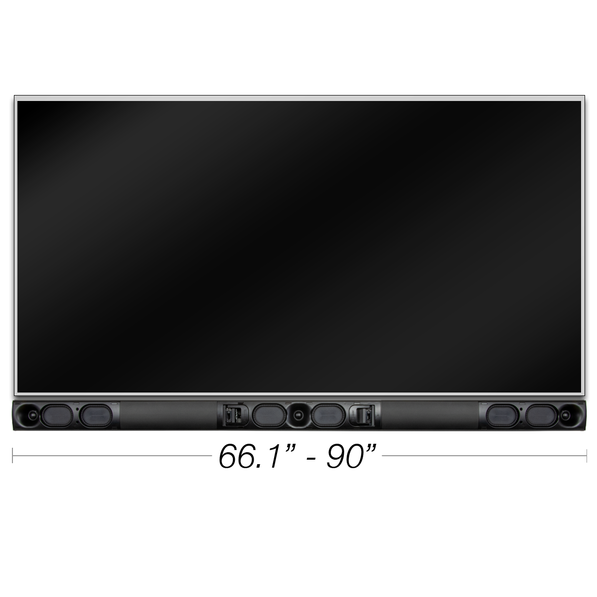 Custom Length LCR Soundbar, 4.5in Woofers, for 71in-100in TV