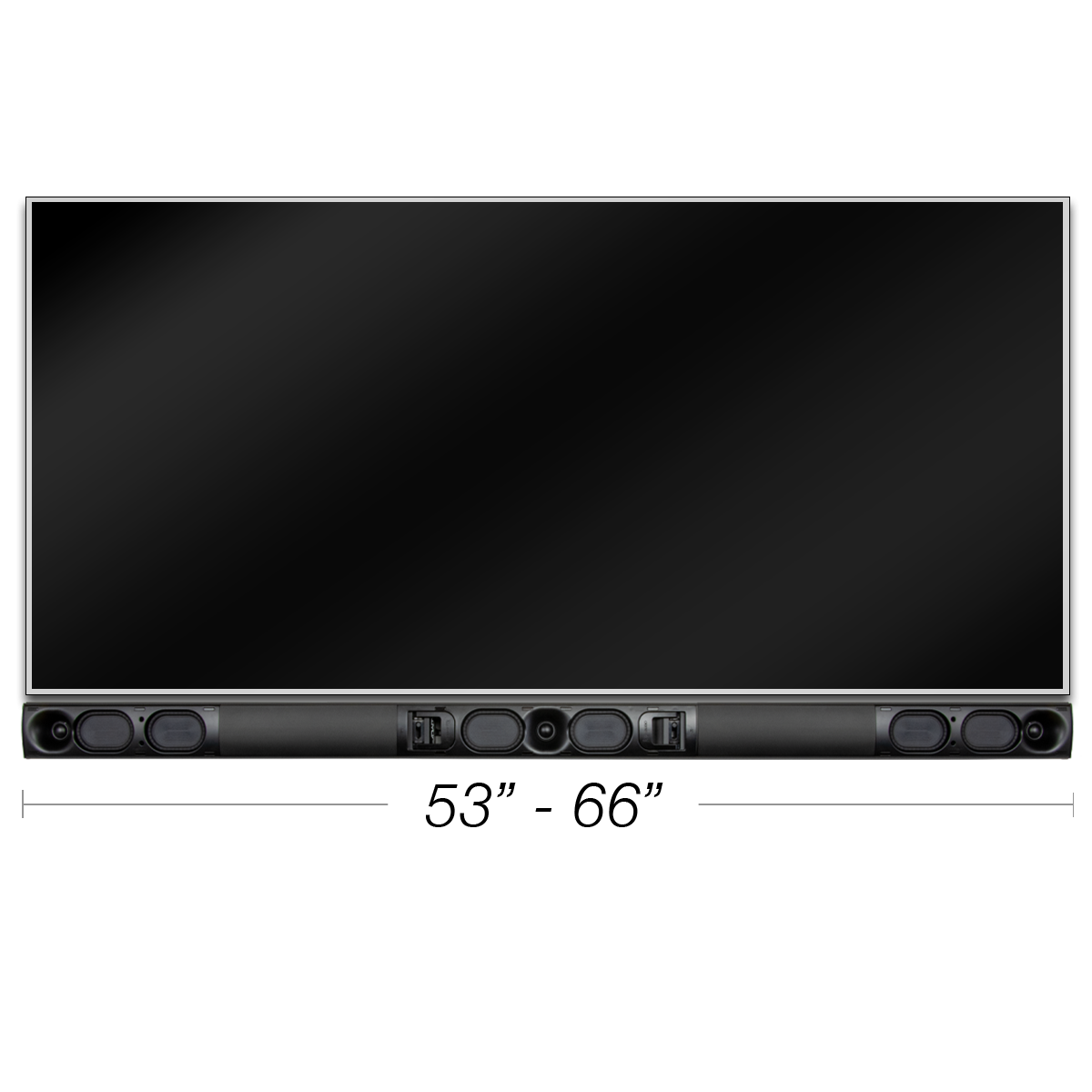Custom Length LCR Soundbar, 4.5in Woofers, for 60in-70in TV