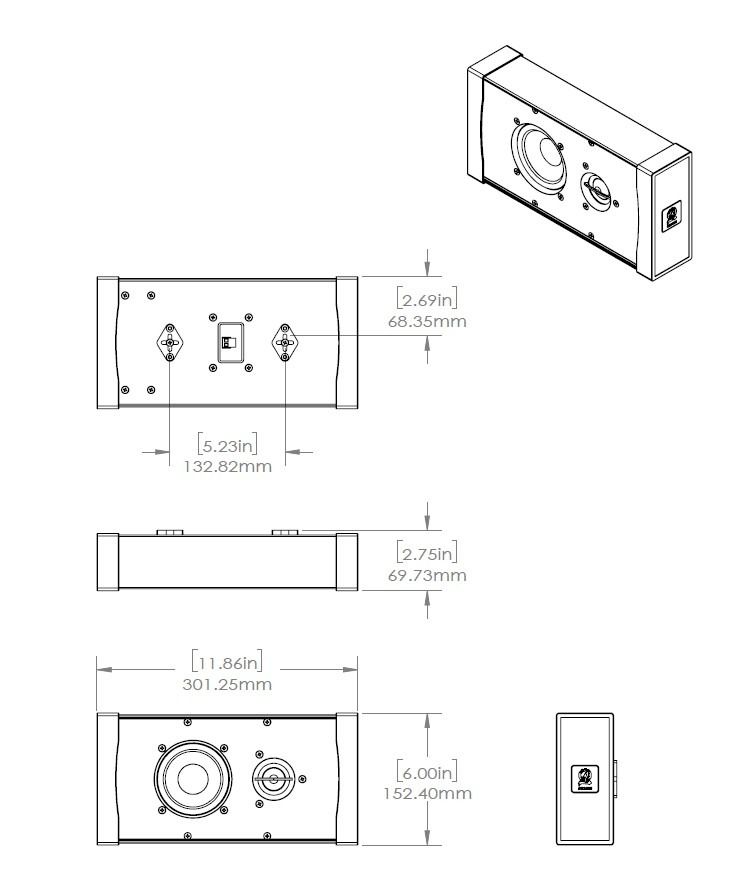 1ch L, C or R  3.5in Glass Fiber Soundbar w- Silk DSPD Tweet