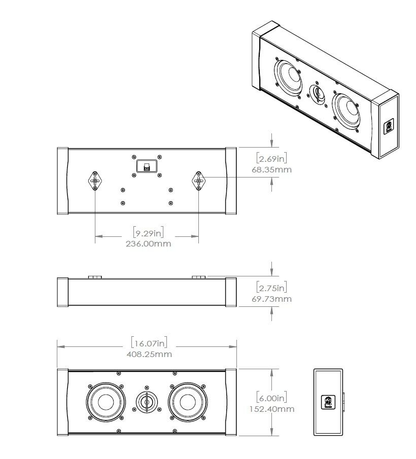 1ch L, C or R  Dual 3.5in GF Soundbar w- Silk DSPD Tweeter