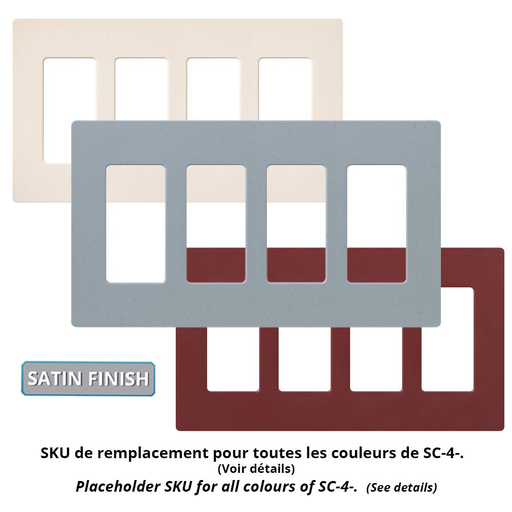 4-GANG SCREWLESS WALLPLATE - **SPECIFY SATIN COLOUR**