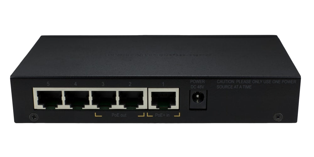 Pakedge® 5 Port Unmanaged Switch, PoE+ or AC Powered, 2 PoE Out