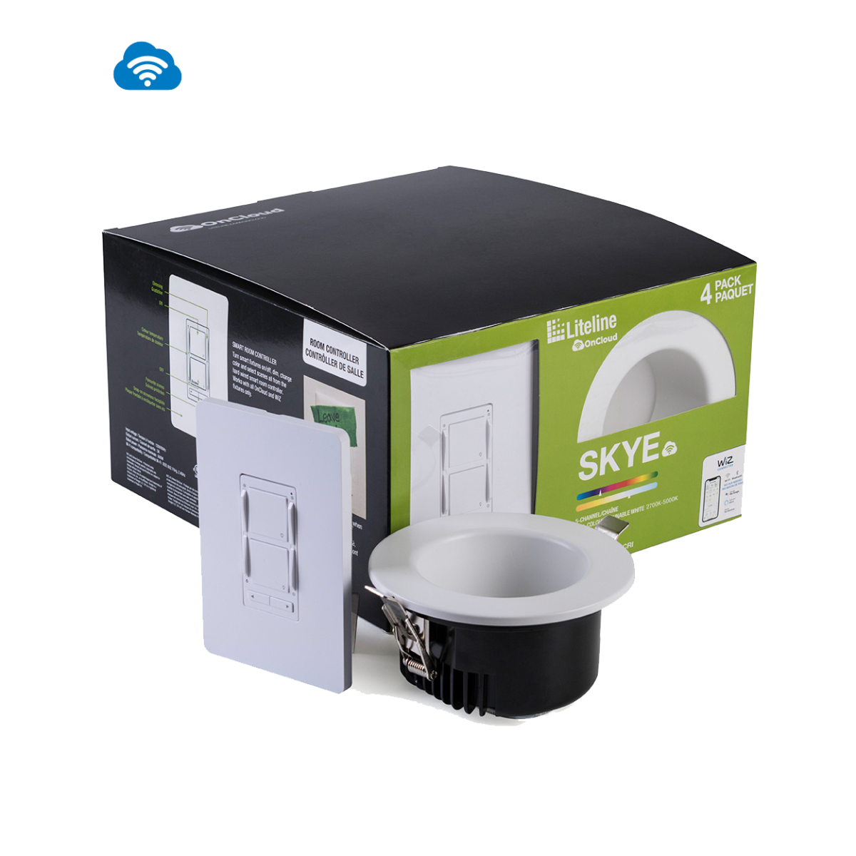 4in SYKE LED OnCloud 4pack with 1 Dimmer, White