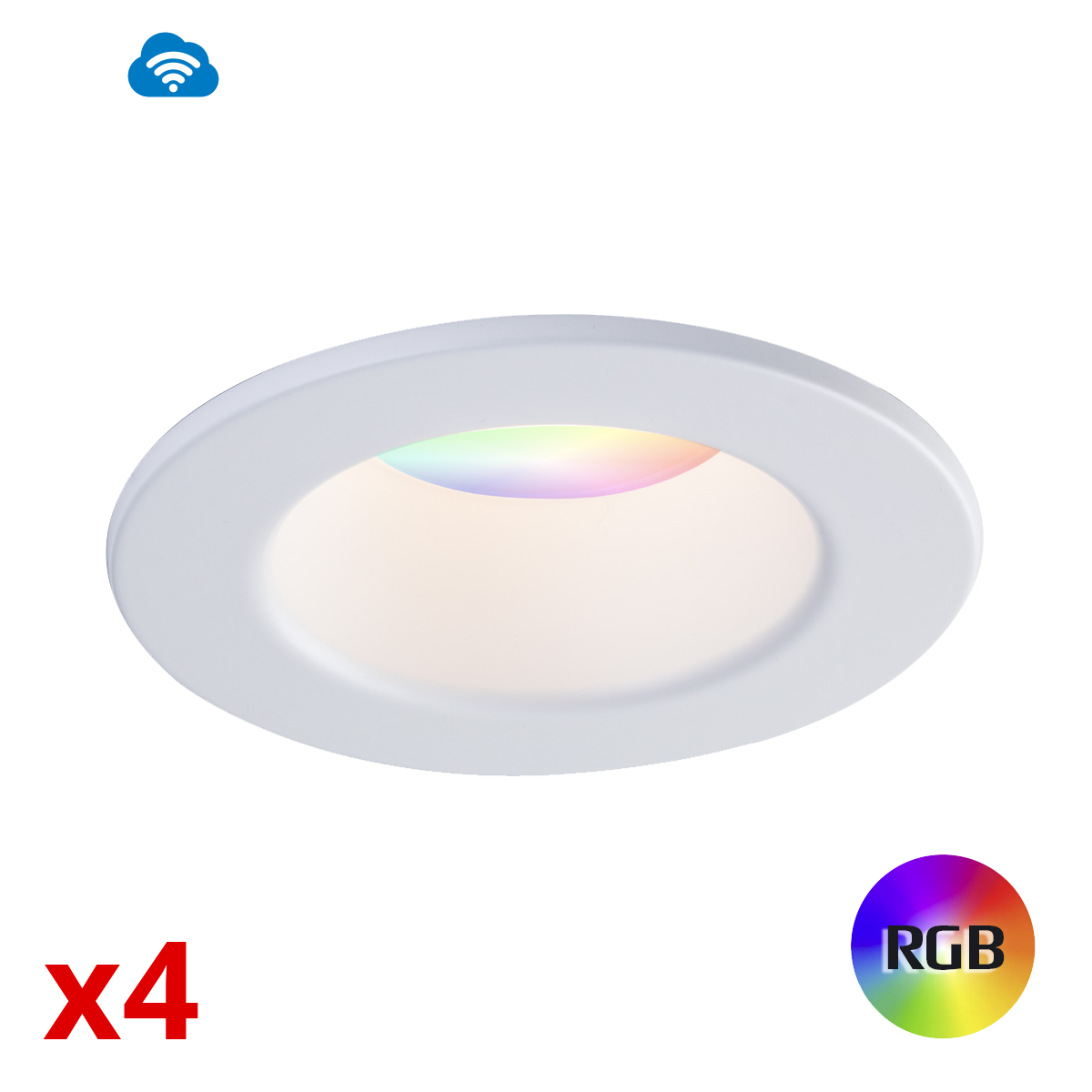 4in SYKE LED OnCloud 4pack with 1 Dimmer, White