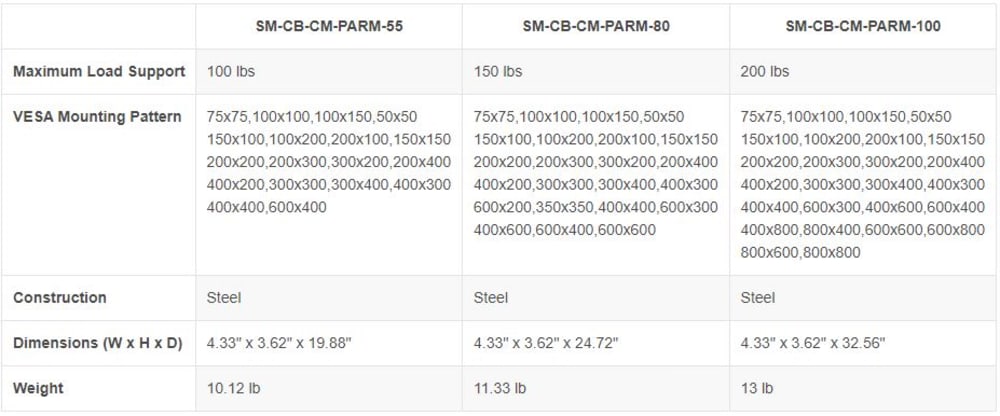 Strong™ Carbon Series Ceiling Mount Arms - Portrait | 49-100\\" Displays