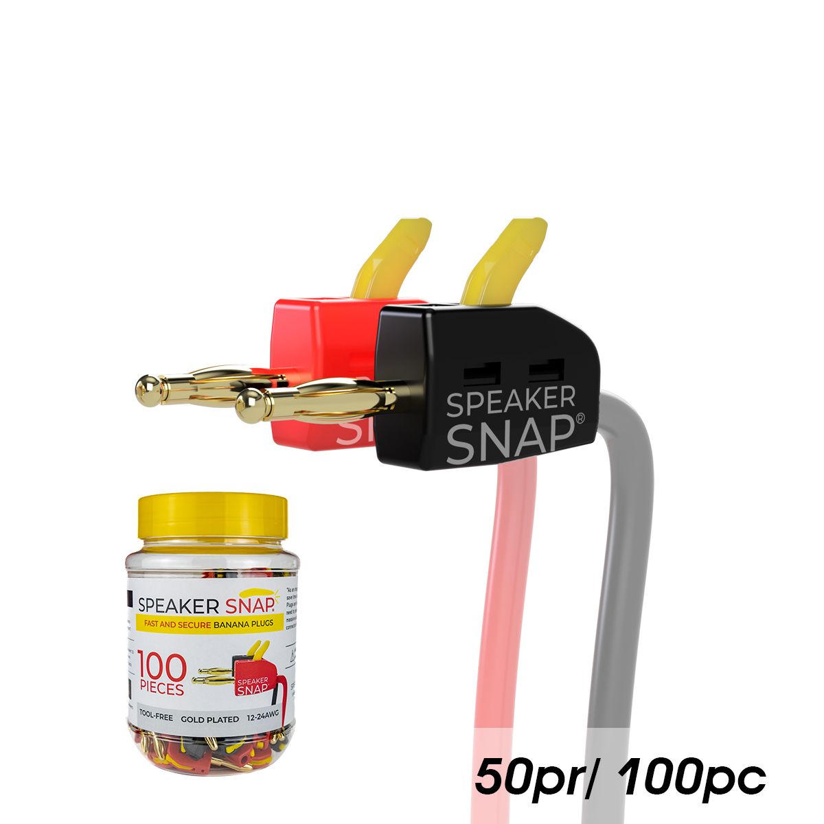 Banana Plugs Toolless, Red & Black 50 Pair / 100 Pieces