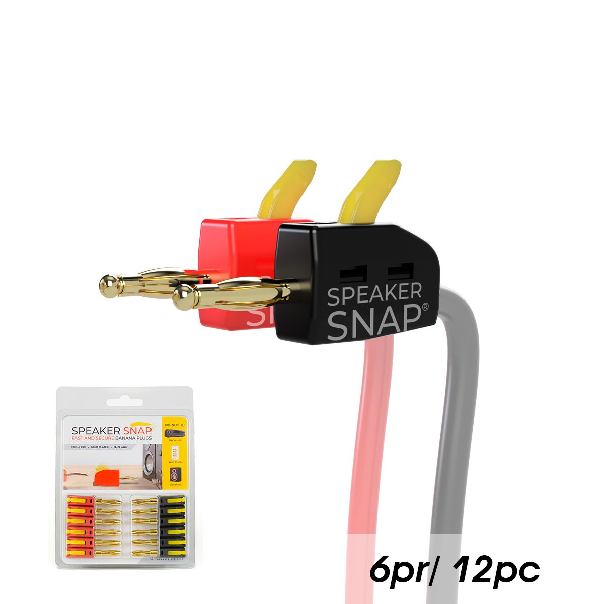 Banana Plugs Toolless, Red & Black 6 Pair / 12 Pieces