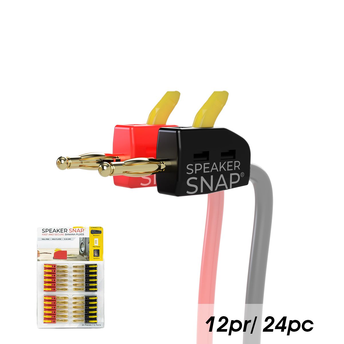 Banana Plugs Toolless, Red & Black 12 Pair / 24 Pieces