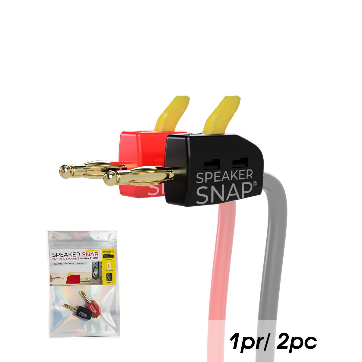 Banana Plugs Toolless, Red & Black 1 Pair / 2 Pieces