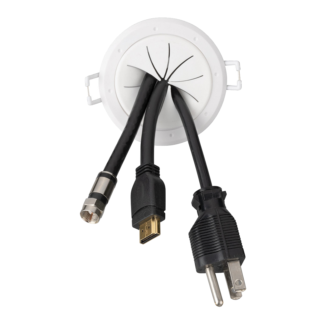 Spring Lock Cable Pass Through Round Wall Covering - 10 pack