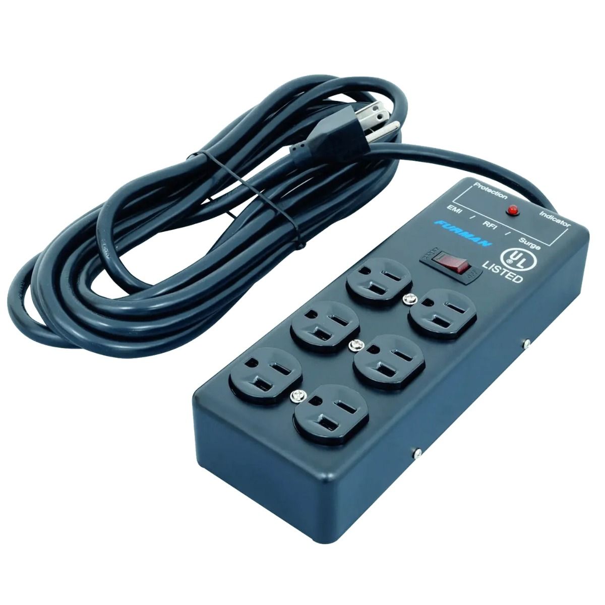 15A AC Surge Strip 6 Outlet 2X3 Block, Metal, 15 Ft Cord
