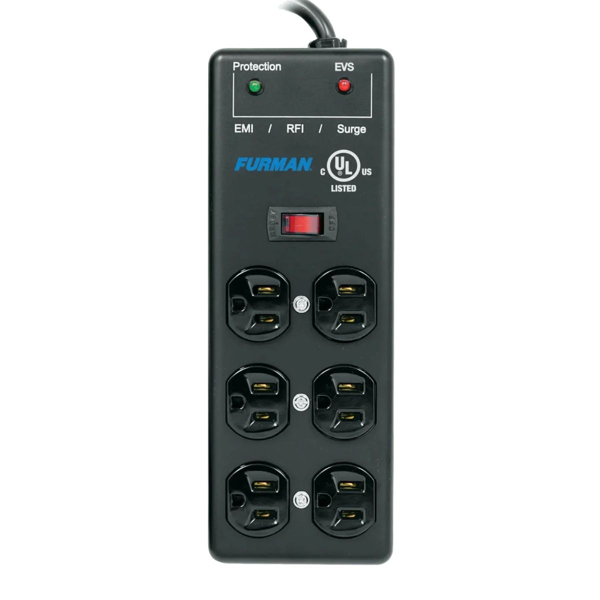 15A AC Surge Strip 6 Outlet 2X3 BLOCK, EVS, Metal , 15Ft Cor
