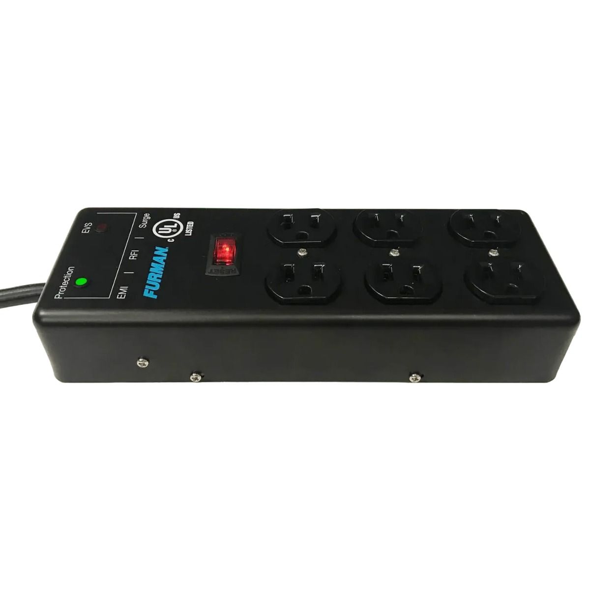 15A AC Surge Strip 6 Outlet 2X3 BLOCK, EVS, Metal , 15Ft Cor
