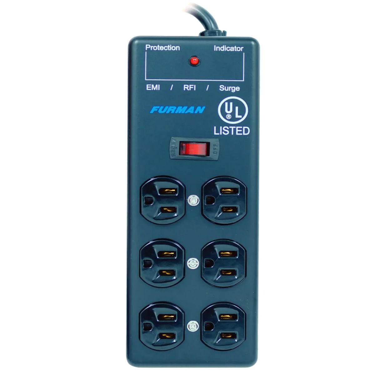 15A AC Surge Strip 6 Outlet 2X3 Block, Metal, 15 Ft Cord
