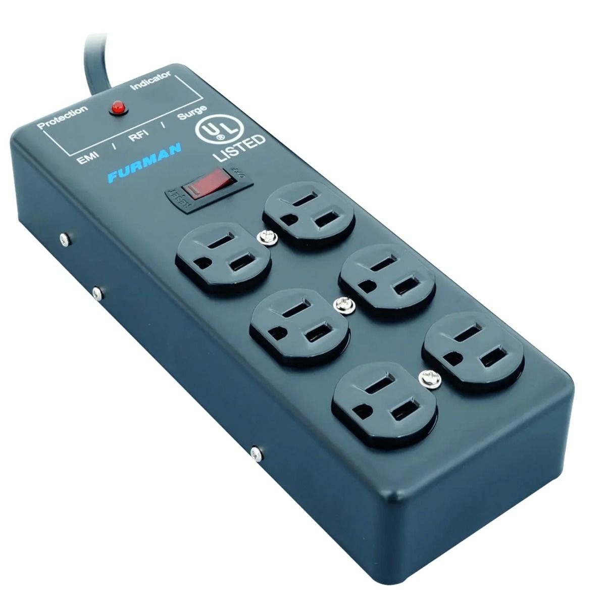 15A AC Surge Strip 6 Outlet 2X3 Block, Metal, 15 Ft Cord