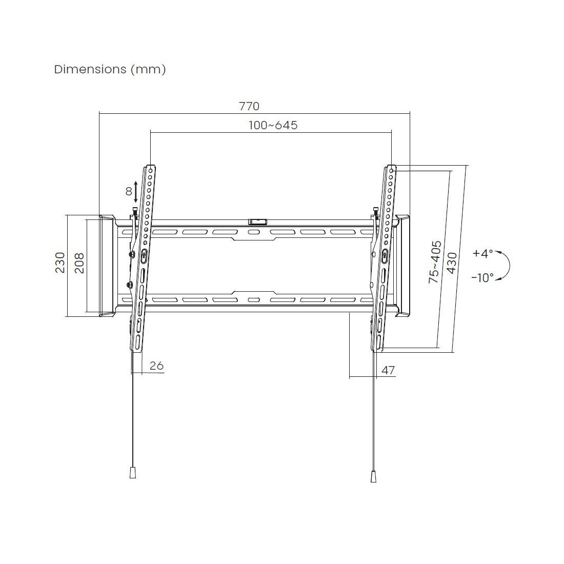 Tilting TV wall mount for 37-80in with micro adjustments
