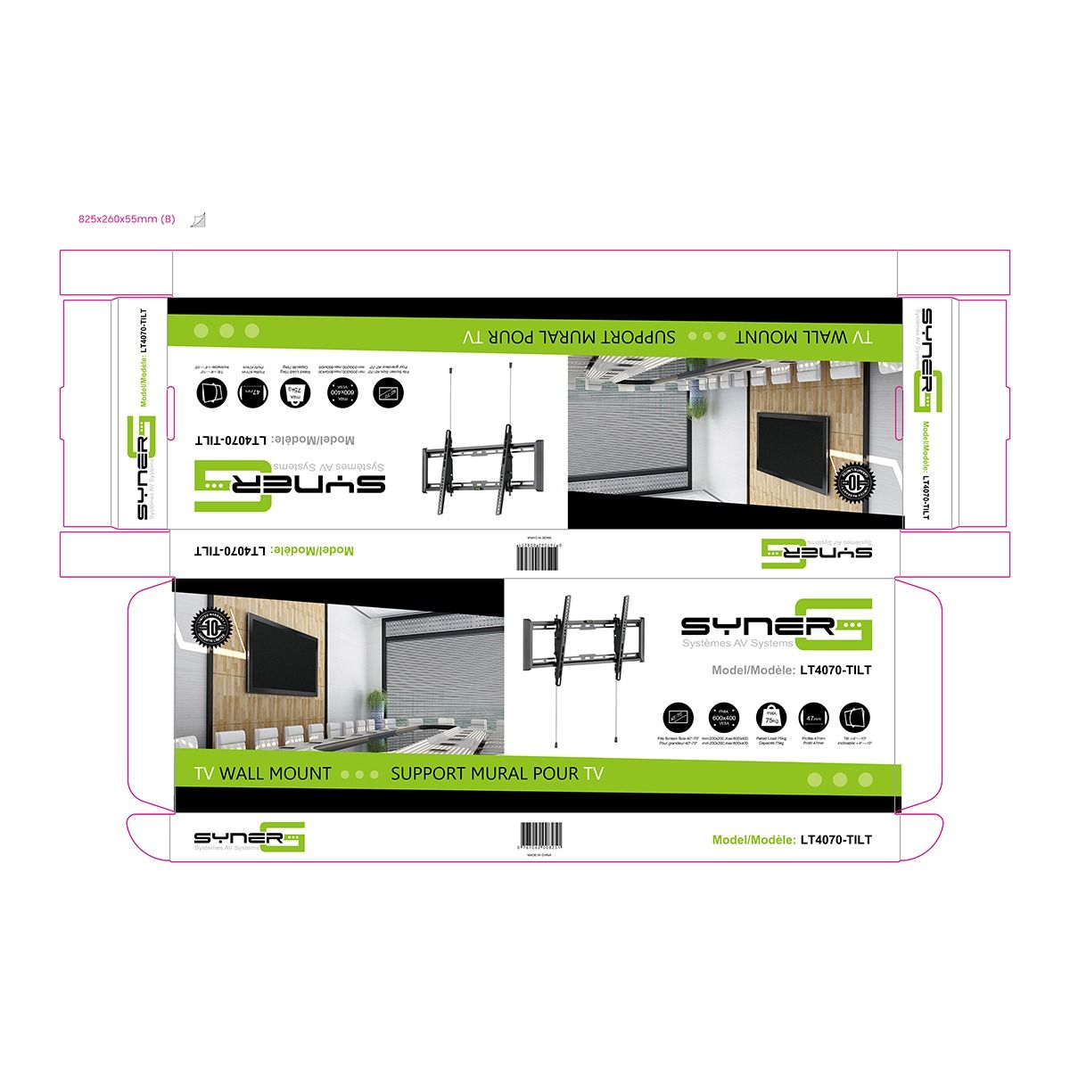 Tilting TV wall mount for 37-80in with micro adjustments