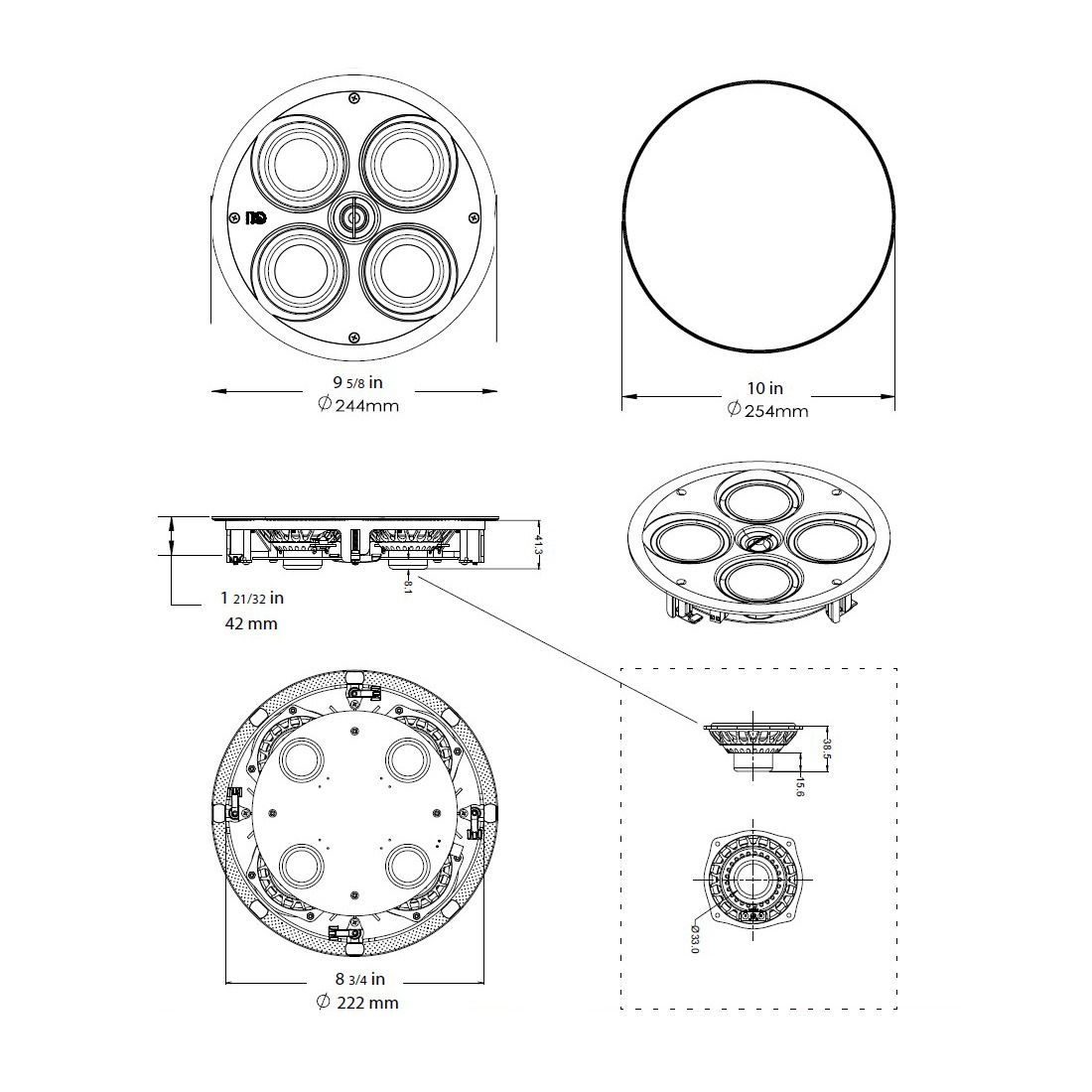 Thinfit Explorer - Round speaker w- 2/2x 3.5in PP & DPSD Twe