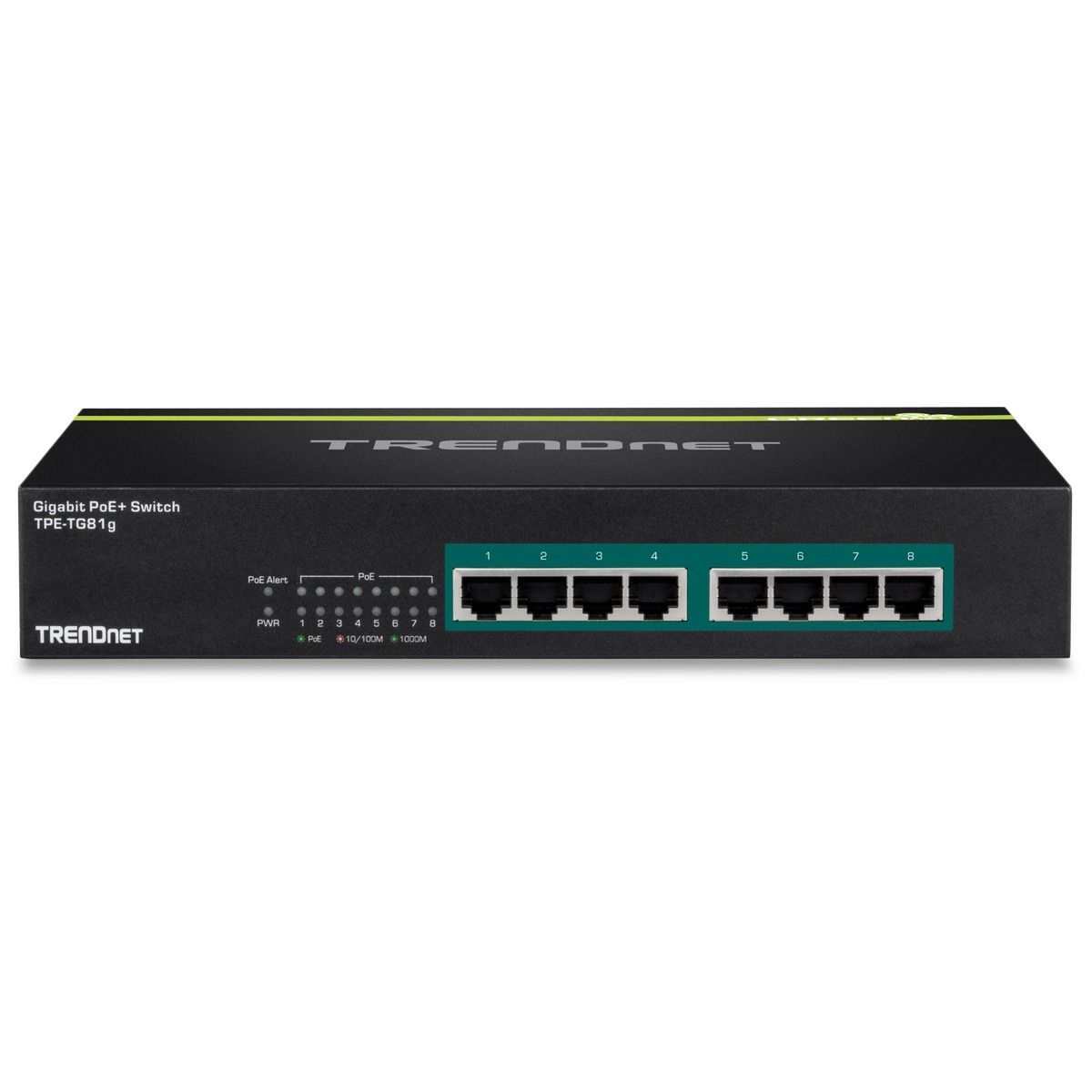 8-port Gigabit GREENnet PoE+ Switch, rack mountable