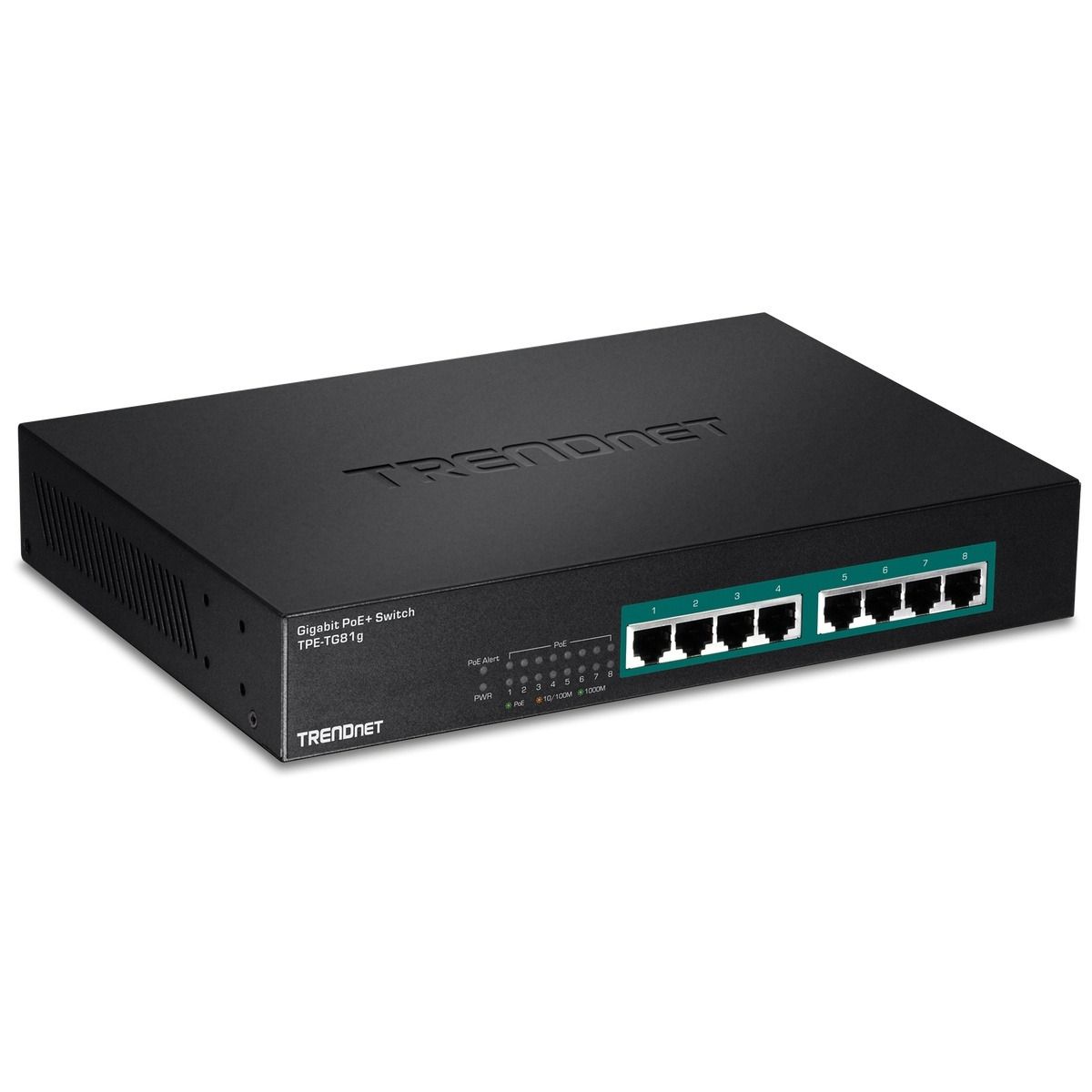 8-port Gigabit GREENnet PoE+ Switch, rack mountable