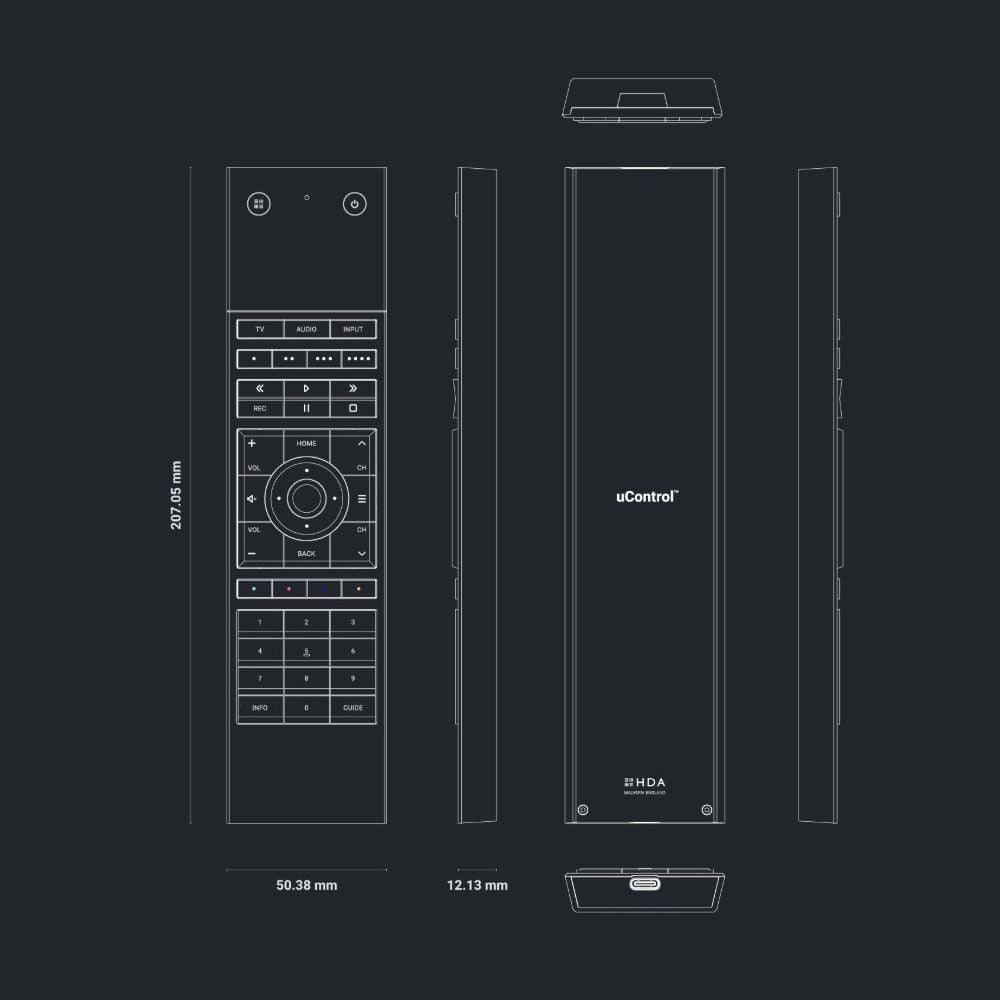 uControl Handheld Remote for MHUB & Zone Proc-Alum Carbonite