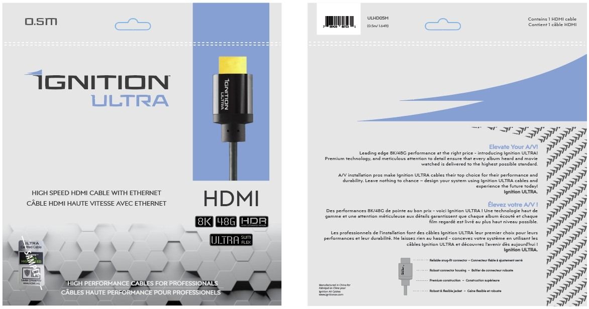 Ignition Ultra - HDMI Cable Certified to 48Gbps, 0.5m-1.64ft