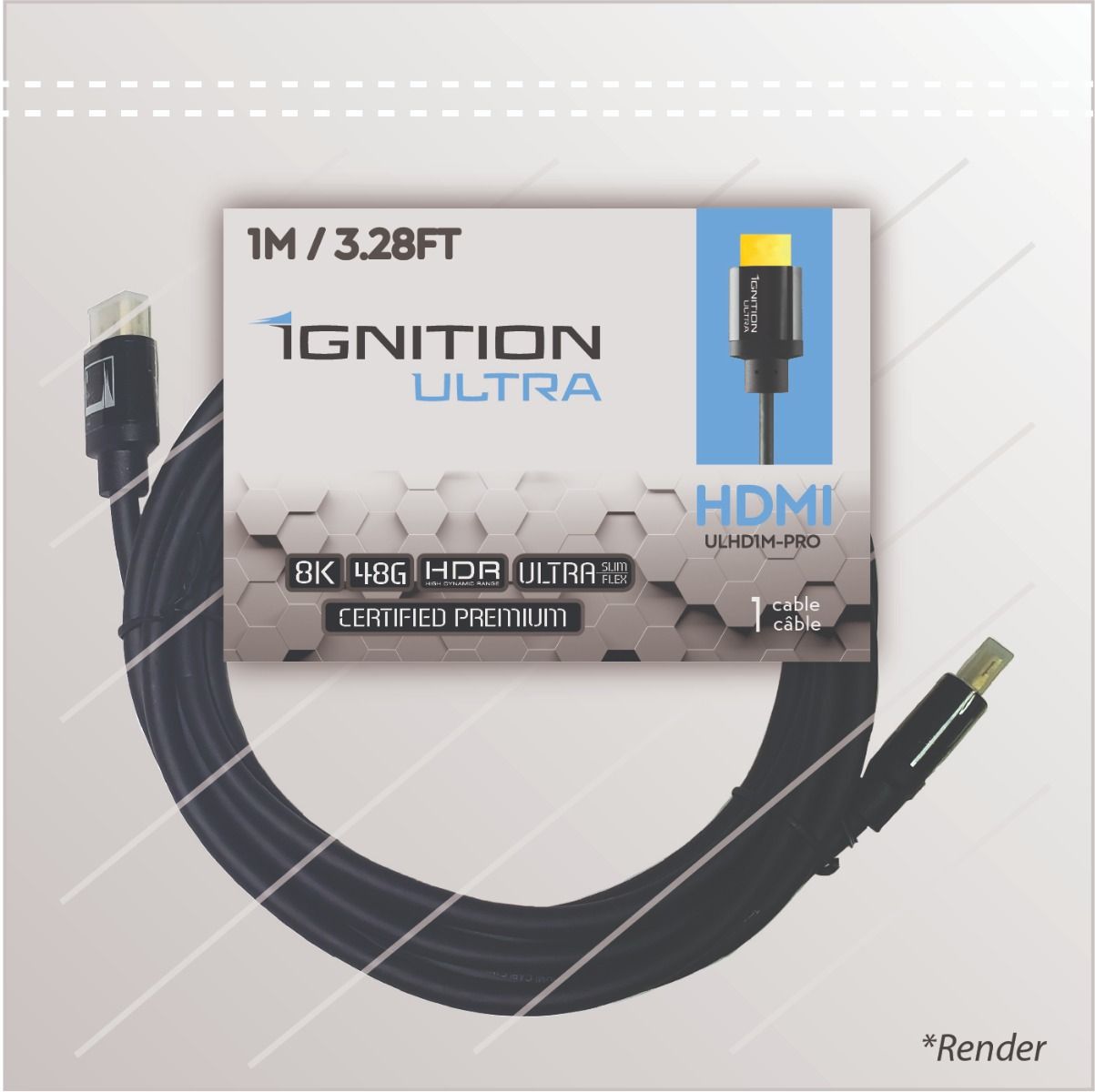 Ignition Ultra - HDMI Cable 48Gbps INSTALLER-PVC 1m-3.28ft