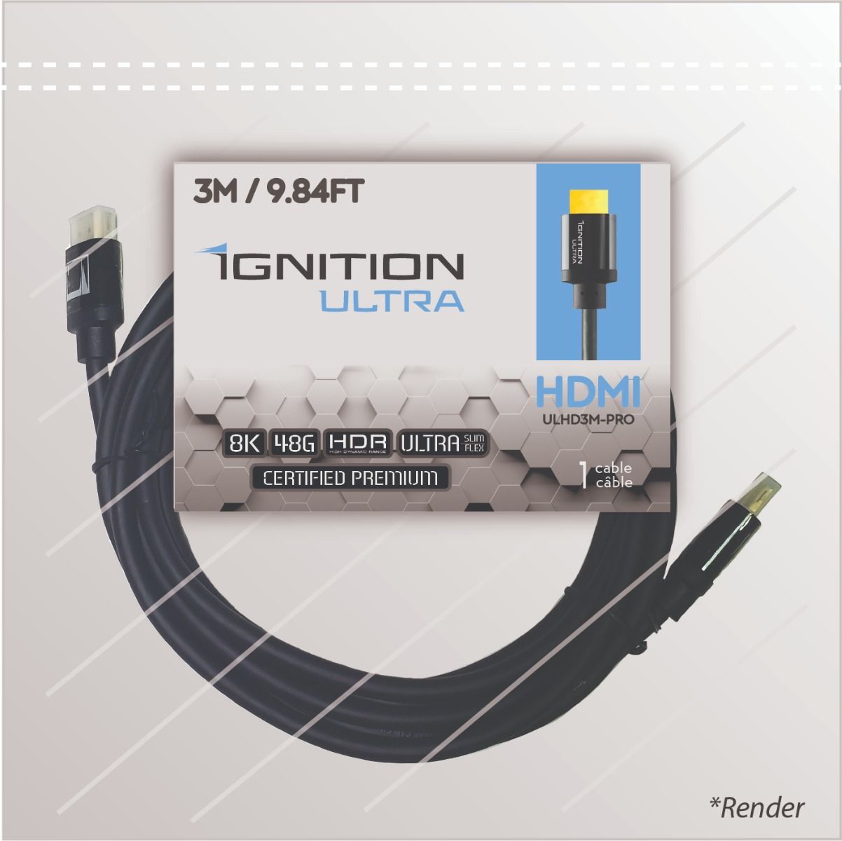 Ignition Ultra - HDMI Cable 48Gbps INSTALLER-PVC 3m-9.84ft