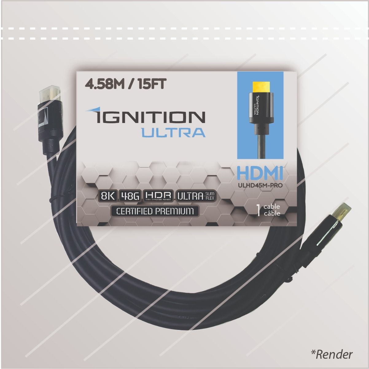 Ignition Ultra - HDMI Cable 48Gbps INSTALLER-PVC 4.5m-15ft