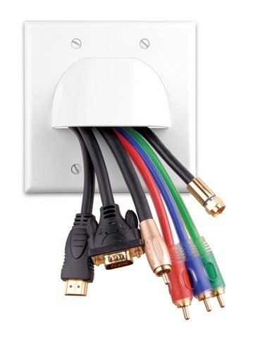 Custom Two-Piece Bulk Cable Wall Plates- Dual & Almond