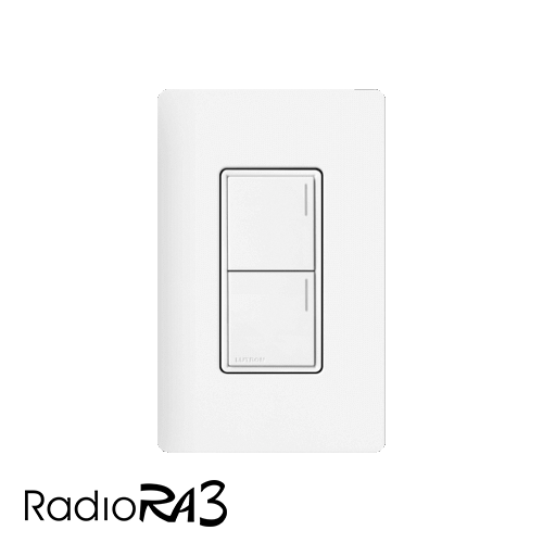 RA3 2 BUTTON WALL KEYPAD WITH NEUTRAL - GLOSS WHITE