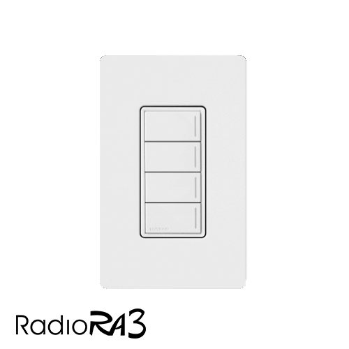 RA3 4 BUTTON WALL KEYPAD WITH NEUTRAL - GLOSS WHITE