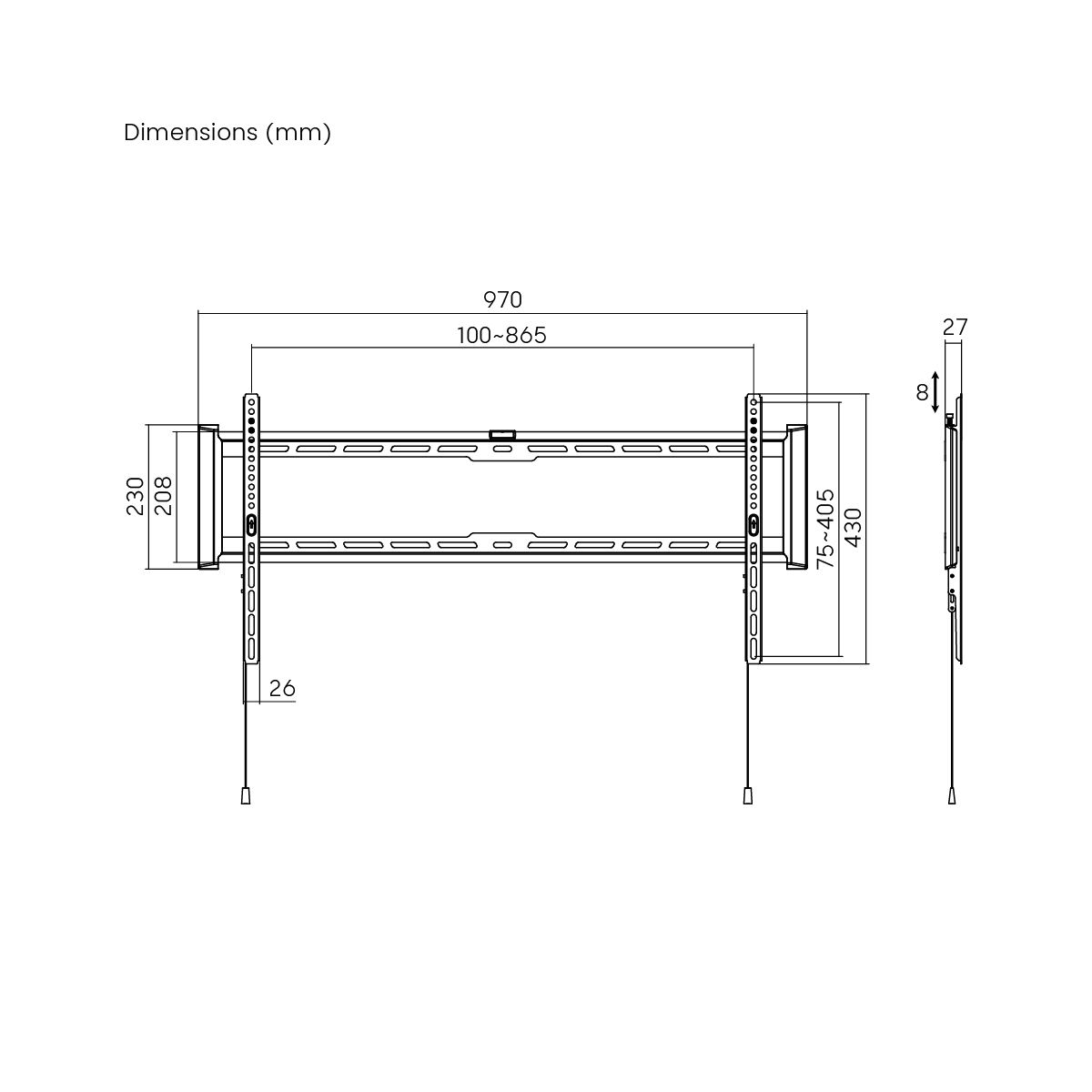 SynerG XL Fixed TV Mount, for 50in to 90in (or 800x400 VESA)
