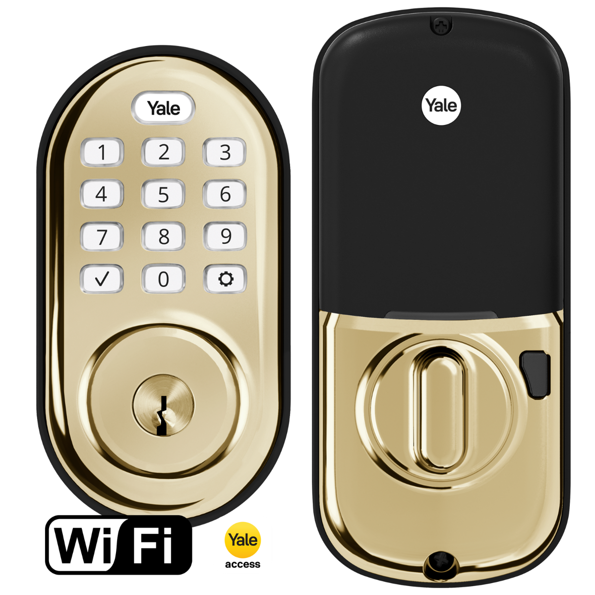 Assure Keypad, Keyed-Deadbolt w Wi-Fi, Polished Brass