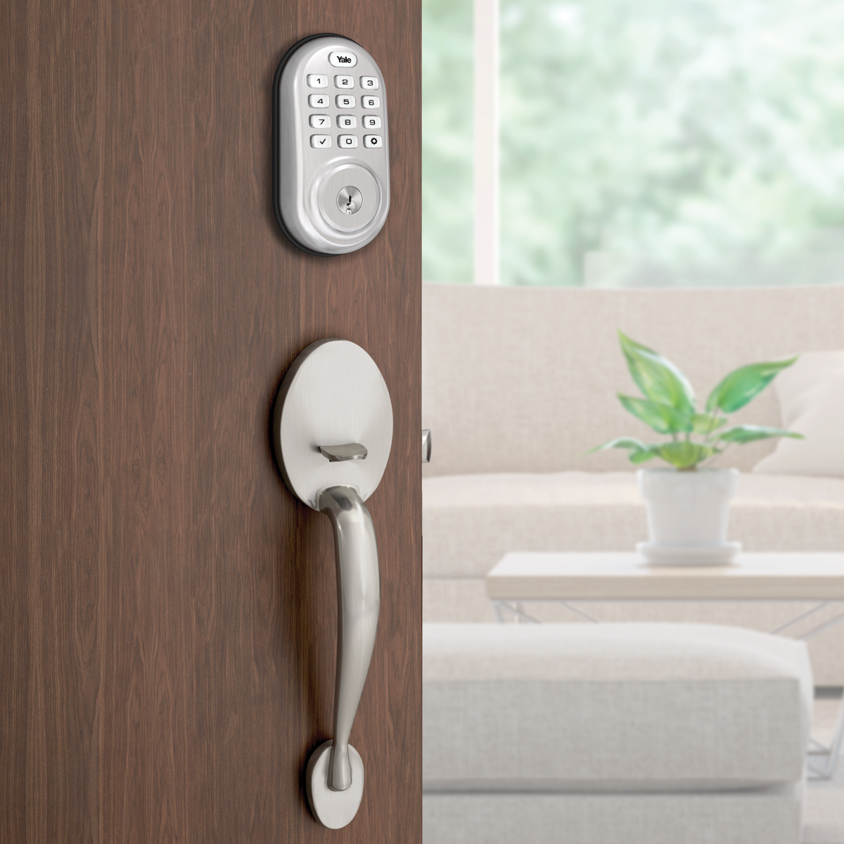 Assure Keypad Keyed Deadbolt w- Z-Wave, Polished Brass