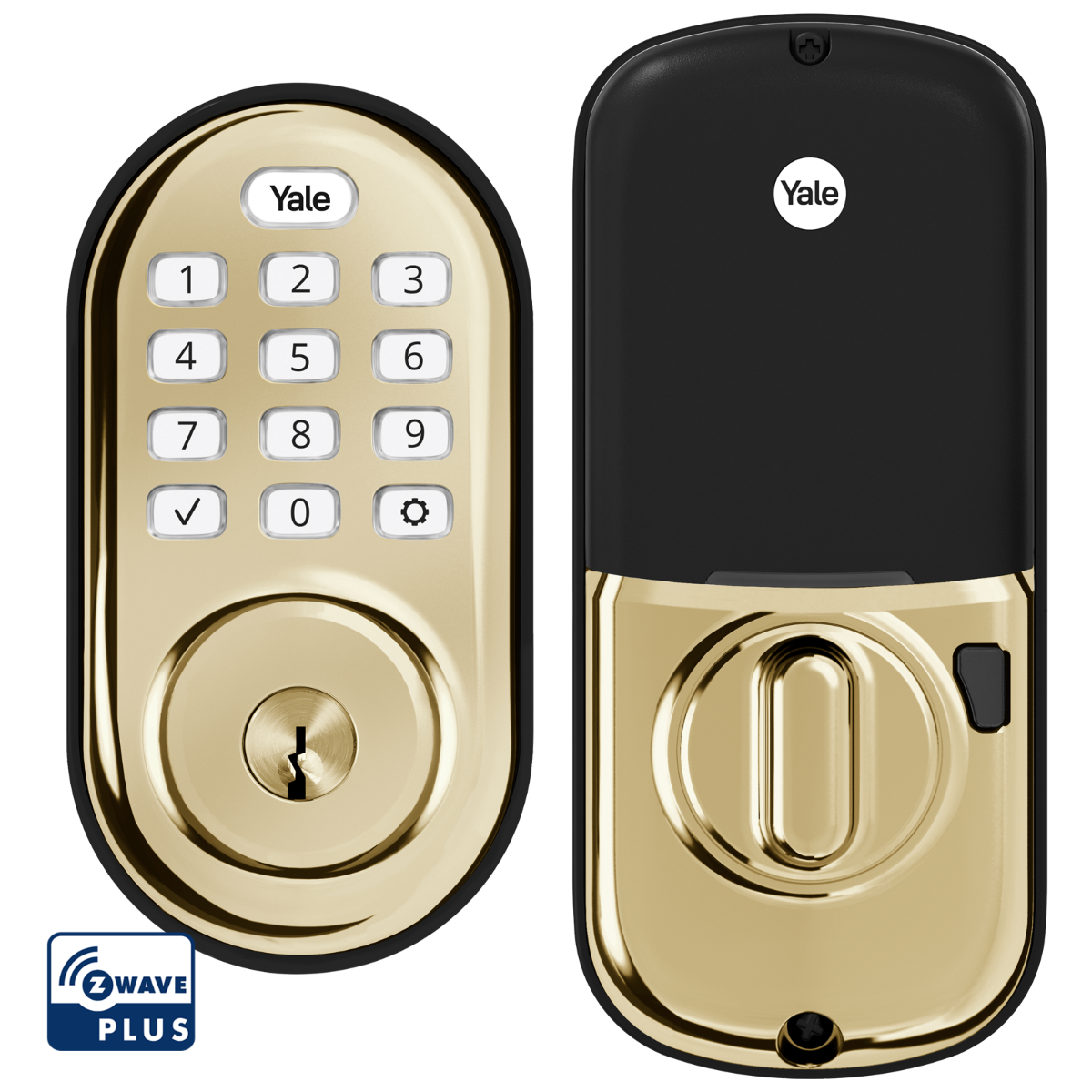 Assure Keypad Keyed Deadbolt w- Z-Wave, Polished Brass