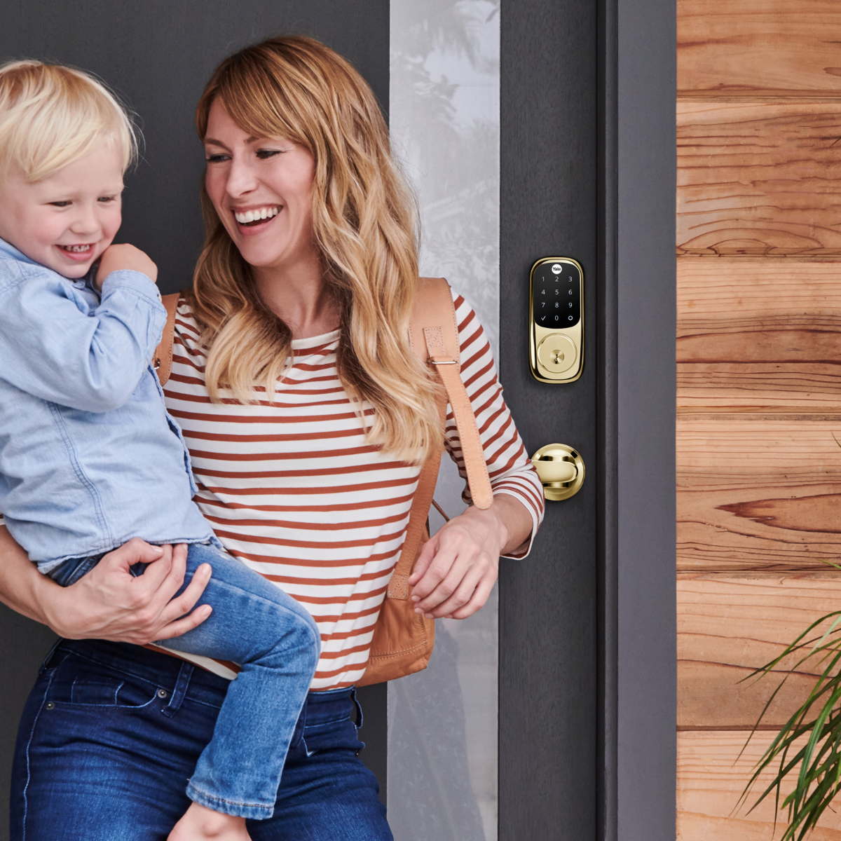 Assure Touchscreen Deadbolt w- Z-Wave, Polished Brass