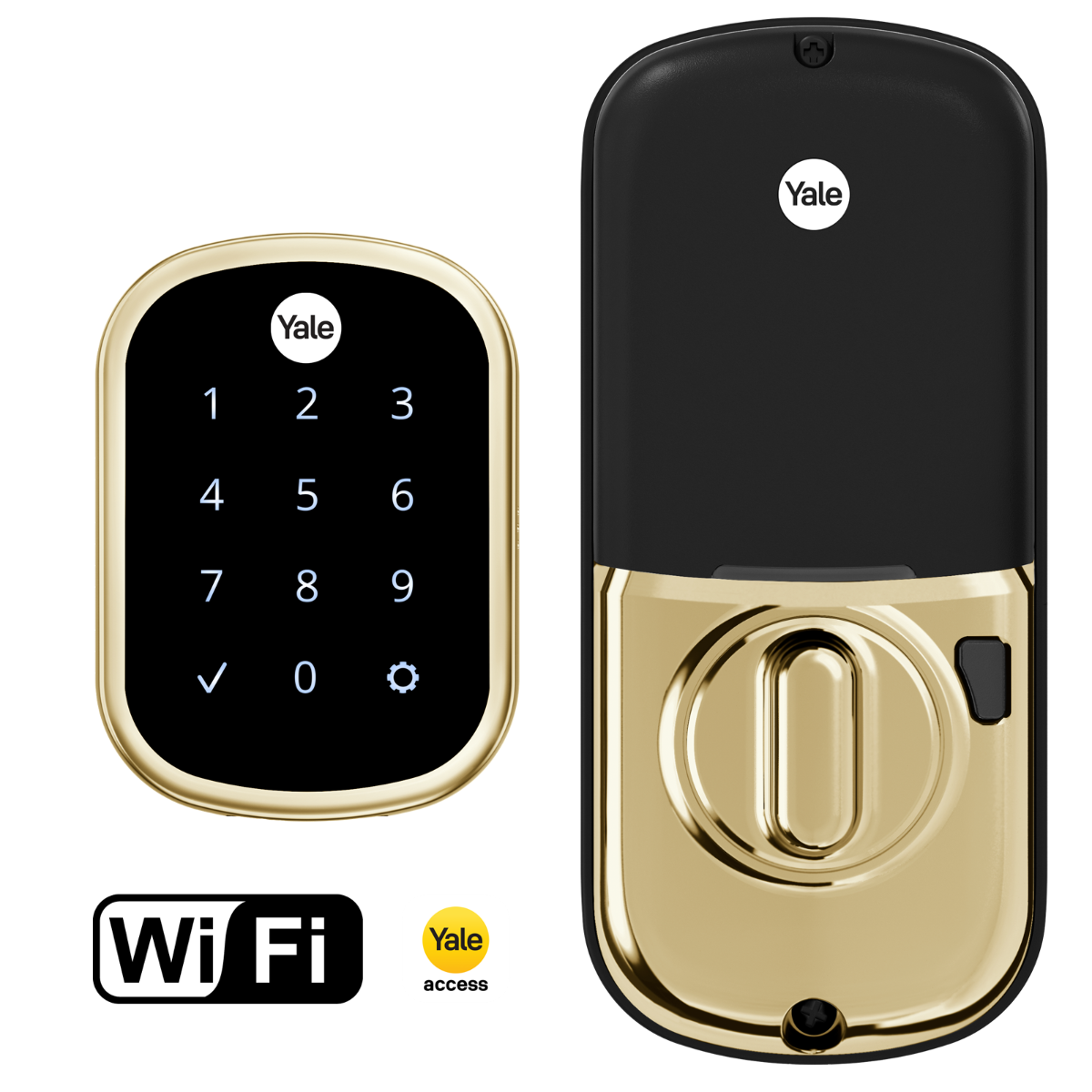 Assure Touchscreen Keyless Deadbolt w- WiFi, Polished Brass