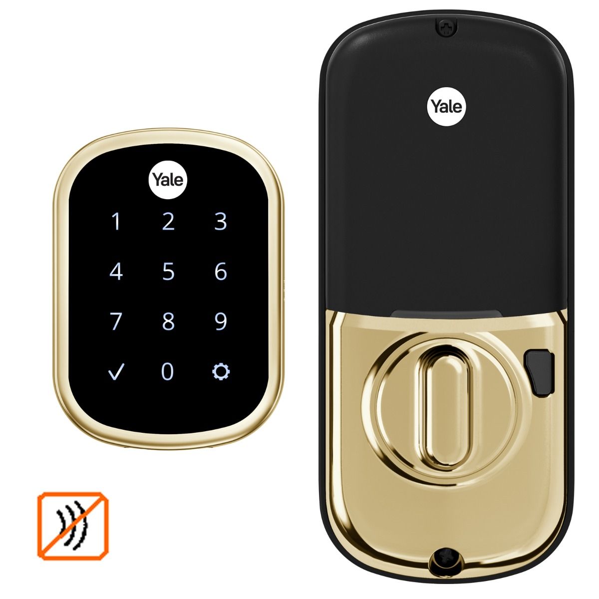 Assure Touchscreen Keyless Deadbolt w- NoRadio, Polish Brass