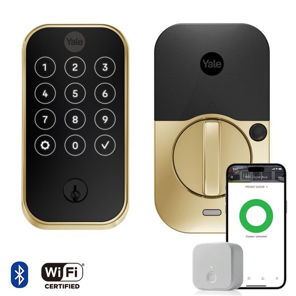 Pro2 Keyed Touchscreen Deadbolt, BT & WiFi Bridge, Brass
