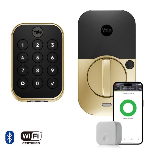 Pro2 Key-Free Keypad Deadbolt, BT & WiFi Bridge, Brass