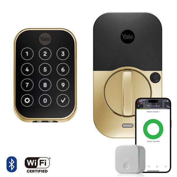 Pro2 Key-Free Touchscreen Deadbolt, BT & WiFi Bridge, Brass