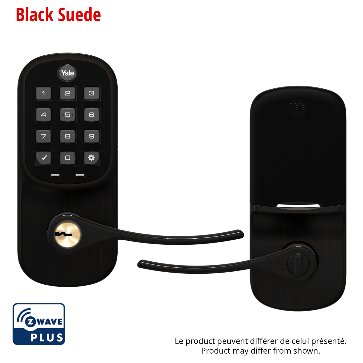 Assure Keypad & Keyed Lever w- Z-Wave, Black Suede