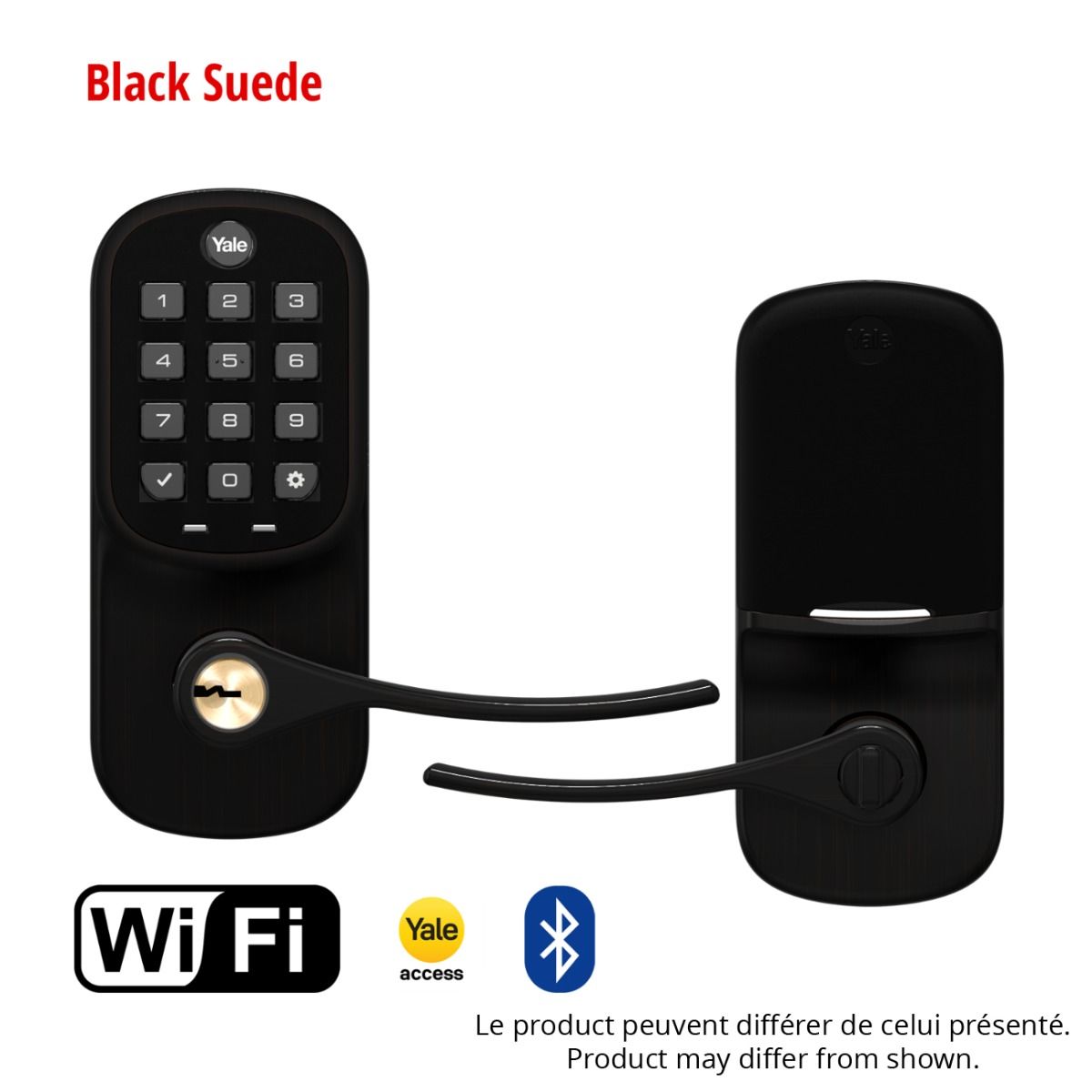 Assure Keypad & Keyed Lever w- WiFi, Black Suede